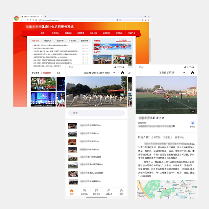 体育社会组织服务系统 - 界面展示